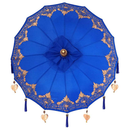 Balinese Parasol Blue (90-100) x 260 cm Cotton and solid wood