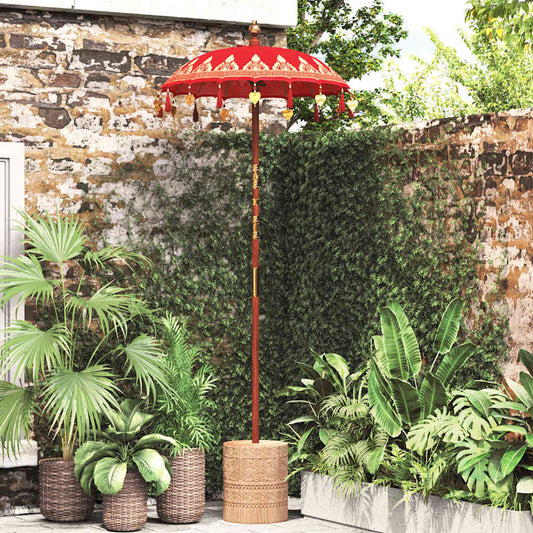 Balinese Parasol Red (90-100) x 260 cm Cotton and solid wood