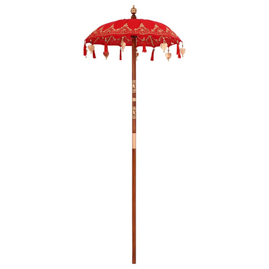 Balinese Parasol Red (90-100) x 260 cm Cotton and solid wood