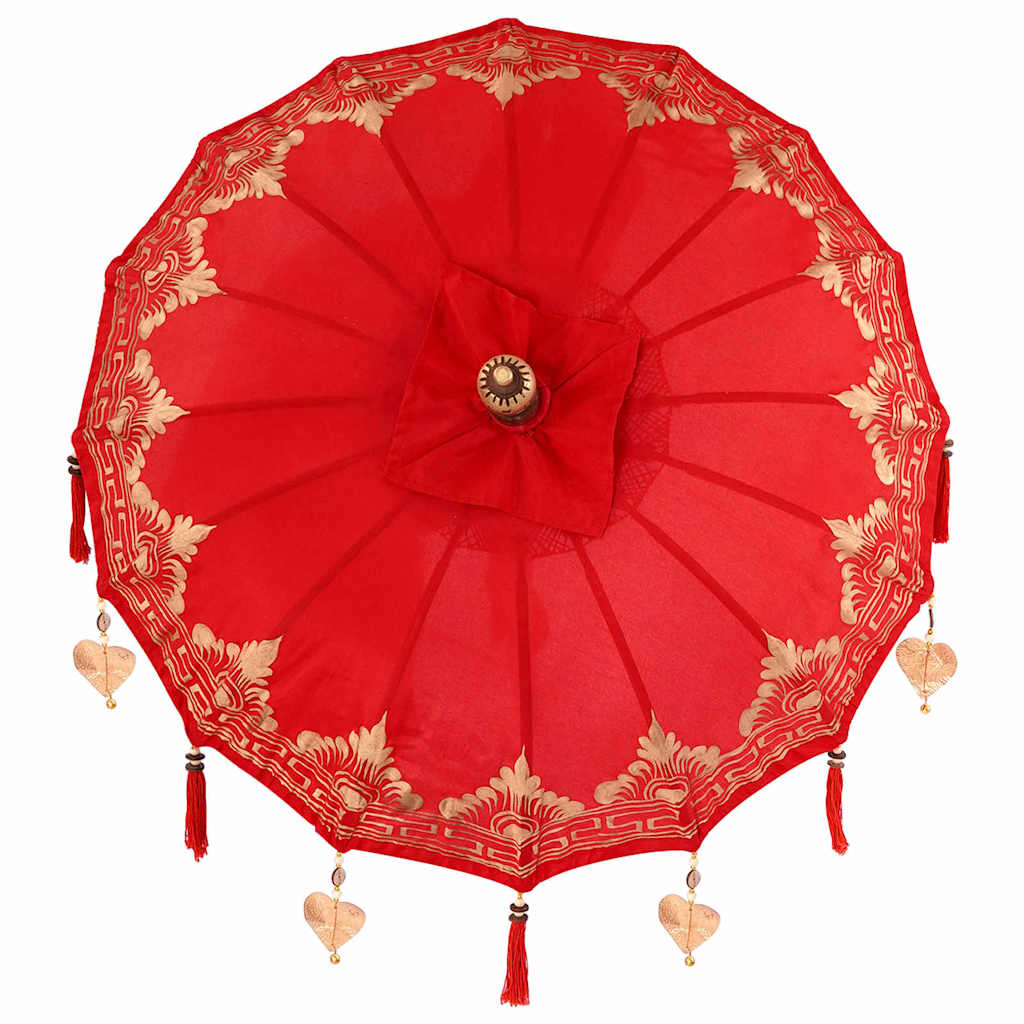 Balinese Parasol Red (90-100) x 260 cm Cotton and solid wood