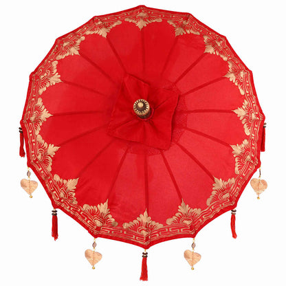 Balinese Parasol Red (90-100) x 260 cm Cotton and solid wood