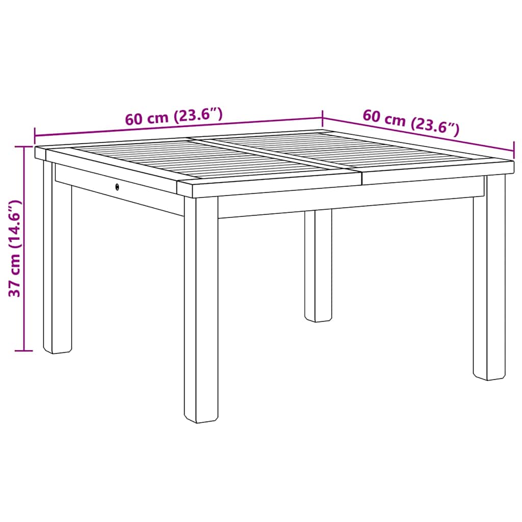 Coffee Table Brown 23.62 x 23.62 x 14.17 in Solid Teak Wood