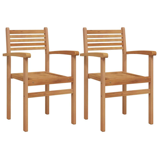 Chair 2 pcs Brown Solid Teak Wood