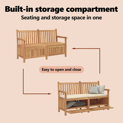 Garden Bench with Storage 150 x 60 x 90 cm Solid Teak Wood