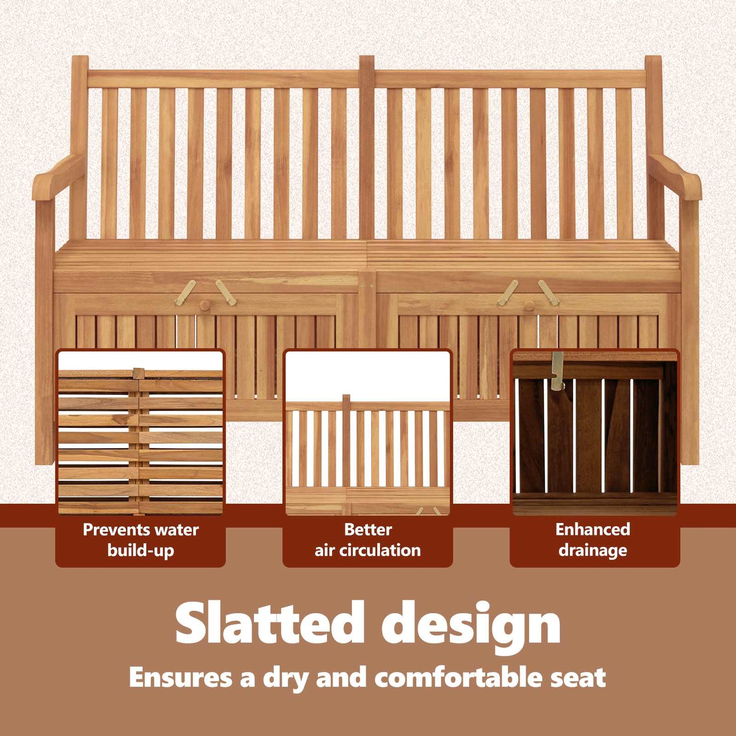 Garden Bench with Storage 150 x 60 x 90 cm Solid Teak Wood