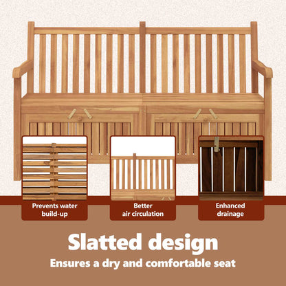 Garden Bench with Storage 150 x 60 x 90 cm Solid Teak Wood
