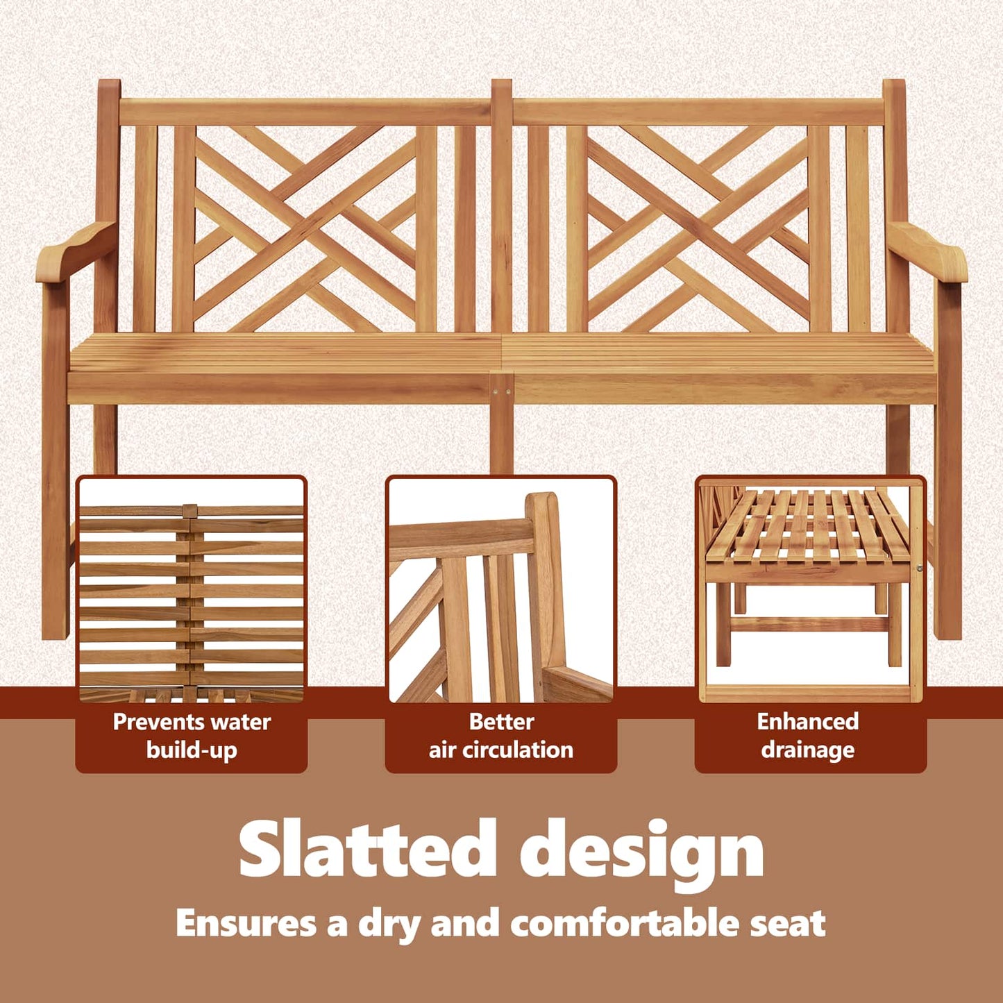 Garden Bench 150 x 60 x 90 cm Solid Teak Wood