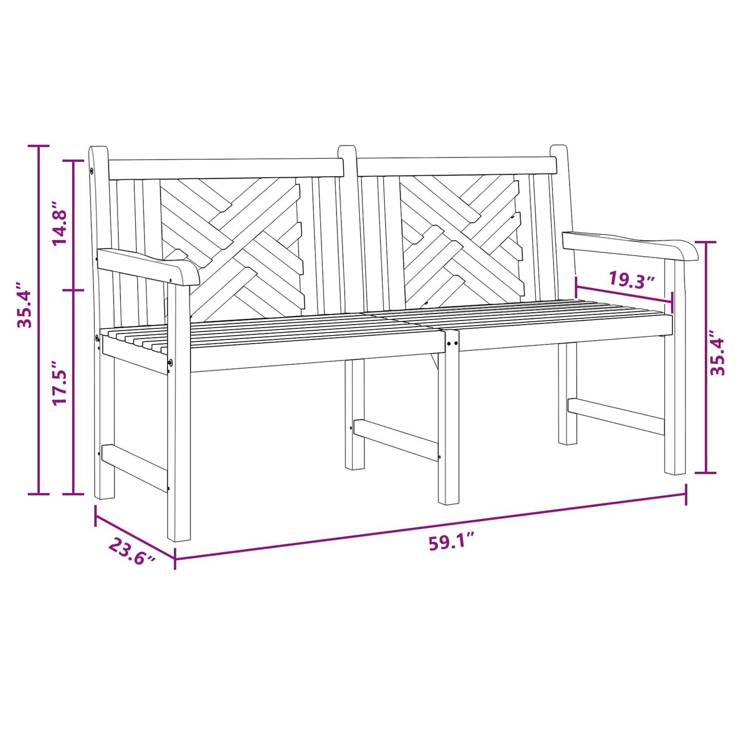 Garden Bench 150 x 60 x 90 cm Solid Teak Wood