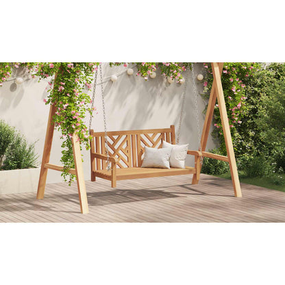 Garden Swing Bench 114 x 60 x 64 cm Solid Teak Wood