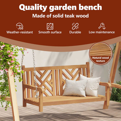Garden Swing Bench 114 x 60 x 64 cm Solid Teak Wood
