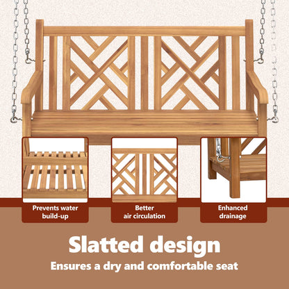 Garden Swing Bench 114 x 60 x 64 cm Solid Teak Wood