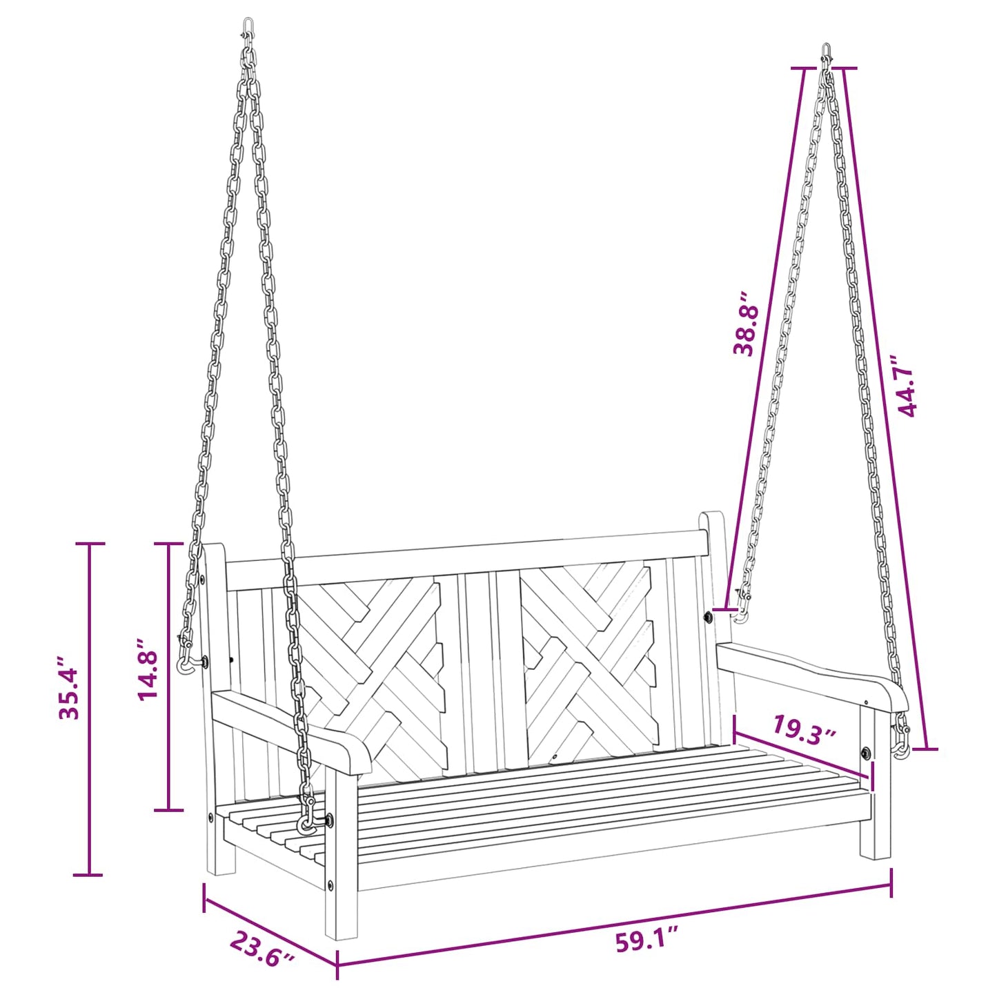 Garden Swing Bench 114 x 60 x 64 cm Solid Teak Wood