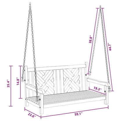 Garden Swing Bench 114 x 60 x 64 cm Solid Teak Wood