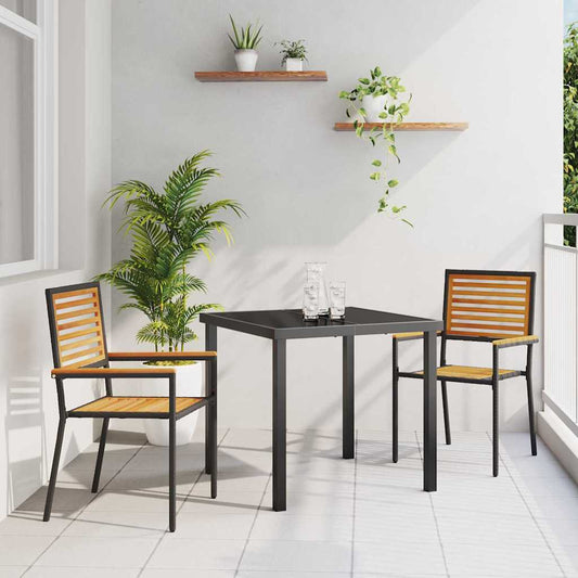 Garden Stacking Chairs 2 pcs Brown and Black