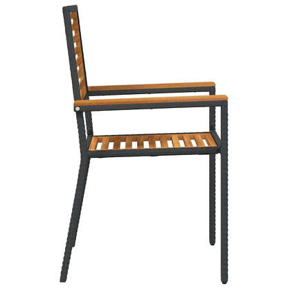 Garden Stacking Chairs 2 pcs Brown and Black 54 x 56 x 90 cm
