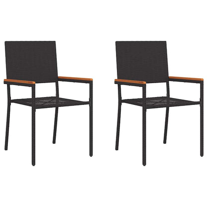 Garden Stacking Chairs 2 pcs Black and Brown 54 x 56 x 90 cm