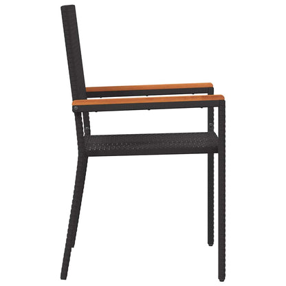 Garden Stacking Chairs 2 pcs Black and Brown 54 x 56 x 90 cm