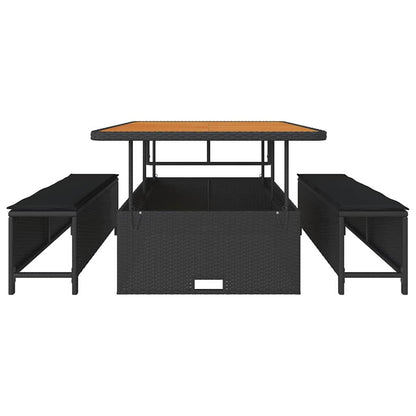 Garden Dining Set Black Poly rattan