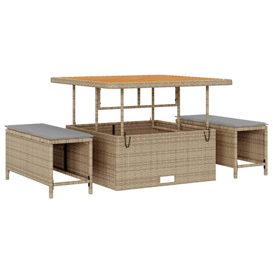 Garden Dining Set Beige Poly rattan