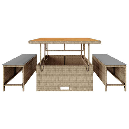 Garden Dining Set Beige Poly rattan