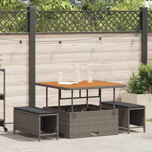 Garden Dining Set Grey Poly rattan