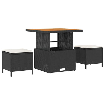 Garden Dining Set Black Poly rattan