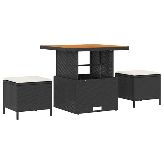 Garden Dining Set Black Poly rattan