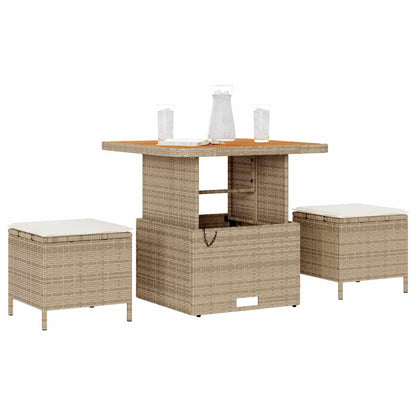 Garden Dining Set Beige Poly rattan