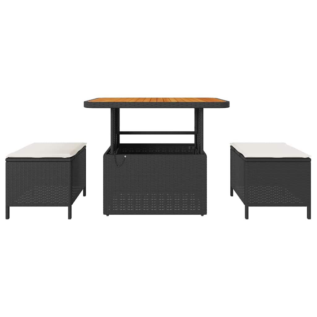 Garden Dining Set Black Poly rattan