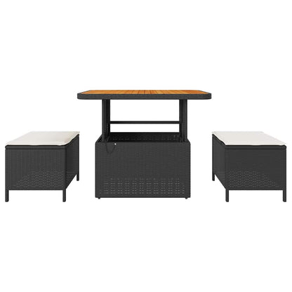 Garden Dining Set Black Poly rattan