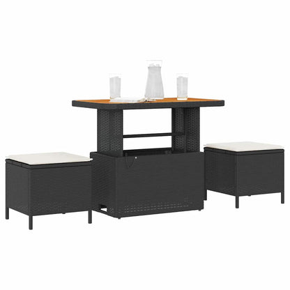 Garden Dining Set Black Poly rattan