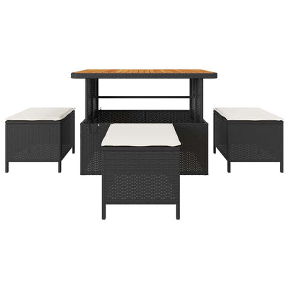 Garden Dining Set Black Poly rattan