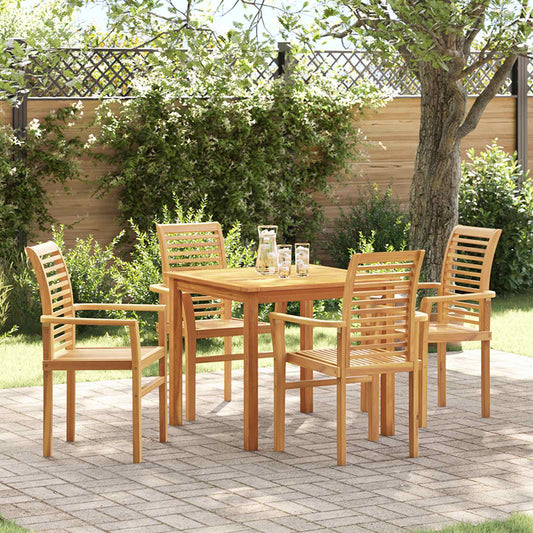 Dining Chair 4 pcs Solid Teak Wood Brown 62 x 55 x 94 cm