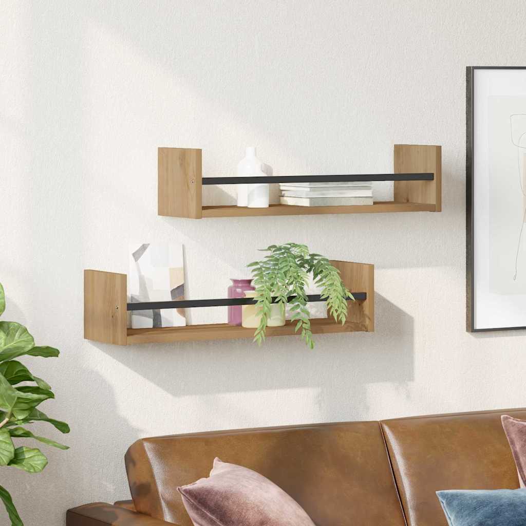 Wall Shelf Wall-Mounted 2 pcs Artisan Oak 60 x 16 x 14 cm