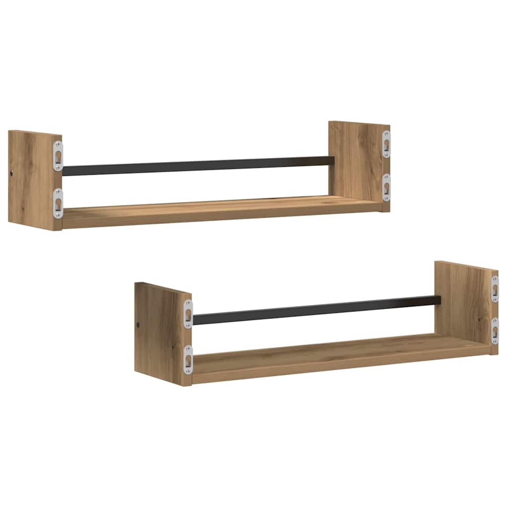 Wall Shelf Wall-Mounted 2 pcs Artisan Oak 60 x 16 x 14 cm
