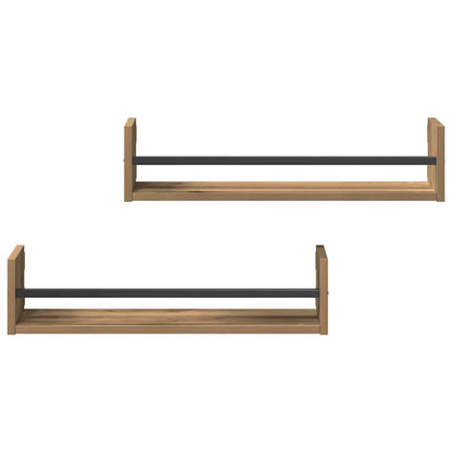 Wall Shelf Wall-Mounted 2 pcs Artisan Oak 60 x 16 x 14 cm