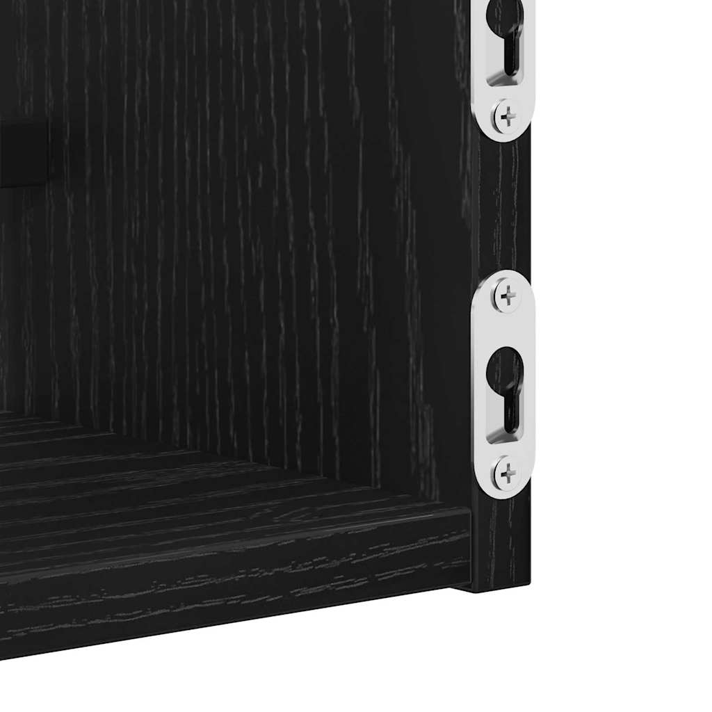 Wall Shelf Wall-mounted 2 pcs Black Oak 60 x 16 x 14 cm