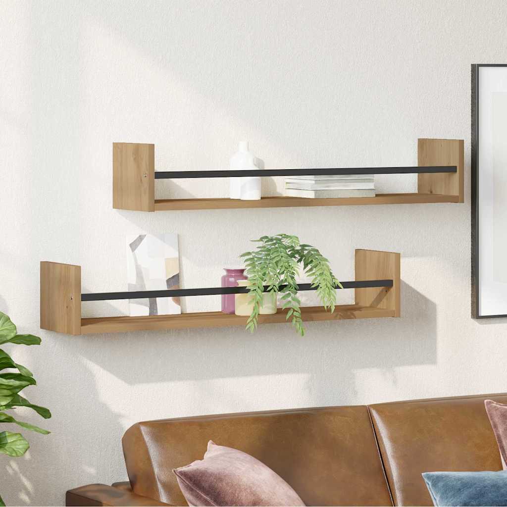 Wall Shelf Wall-Mounted 2 pcs Artisan Oak 80 x 16 x 14 cm