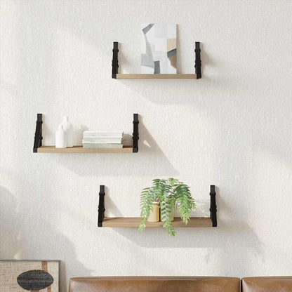 Wall Shelf Wall-Mounted 3 pcs Smoke Oak 37 x 12 x 13 cm