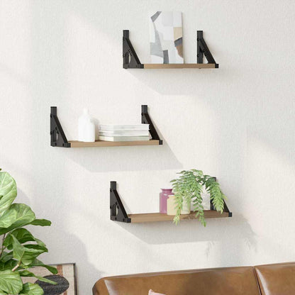 Wall Shelf Wall-Mounted 3 pcs Smoke Oak 37 x 12 x 13 cm