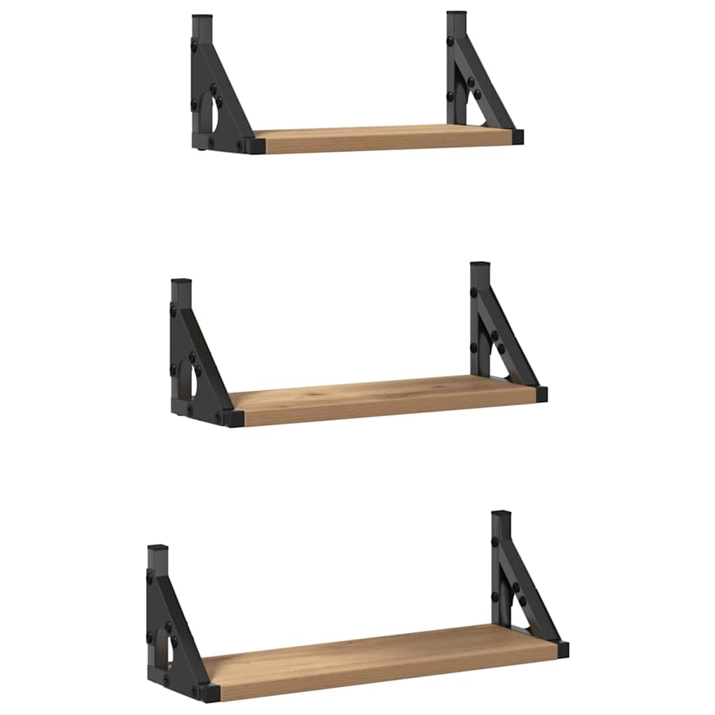 Wall Shelf Wall-Mounted 3 pcs Smoke Oak 37 x 12 x 13 cm
