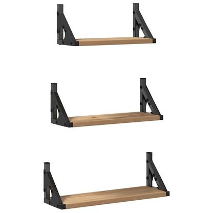 Wall Shelf Wall-Mounted 3 pcs Smoke Oak 37 x 12 x 13 cm