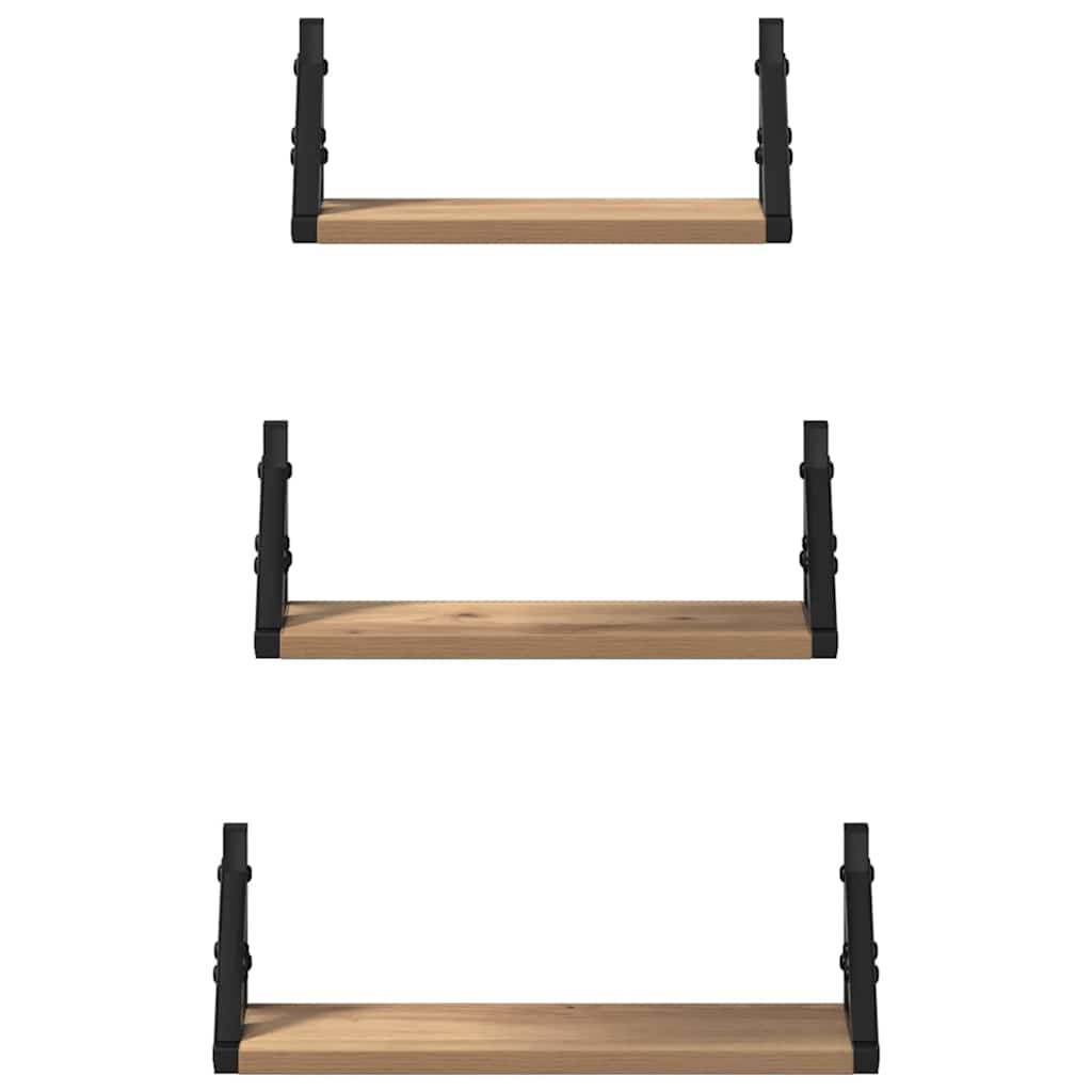 Wall Shelf Wall-Mounted 3 pcs Smoke Oak 37 x 12 x 13 cm