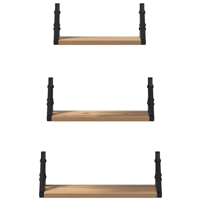 Wall Shelf Wall-Mounted 3 pcs Smoke Oak 37 x 12 x 13 cm