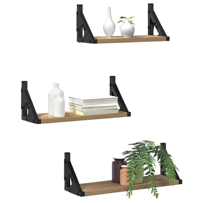 Wall Shelf Wall-Mounted 3 pcs Smoke Oak 37 x 12 x 13 cm