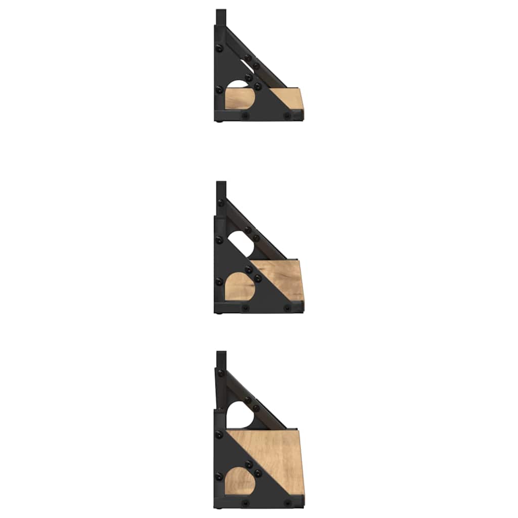 Wall Shelf Wall-Mounted 3 pcs Smoke Oak 37 x 12 x 13 cm