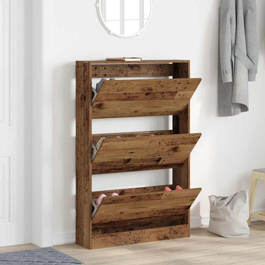 Shoe Cabinet 80 x 21 x 125.5 cm Engineered Wood Old Wood