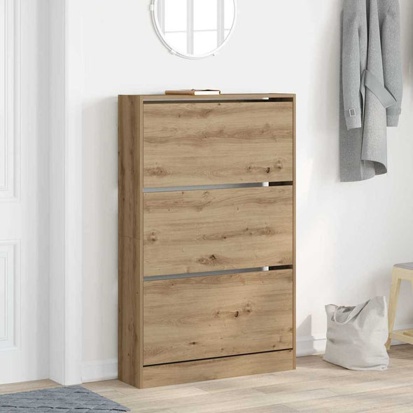 Shoe Cabinet Artisan Oak 80x21x125,5 cm Engineered Wood