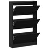 Shoe Cabinet Black Oak 80x21x125,5 cm Engineered Wood