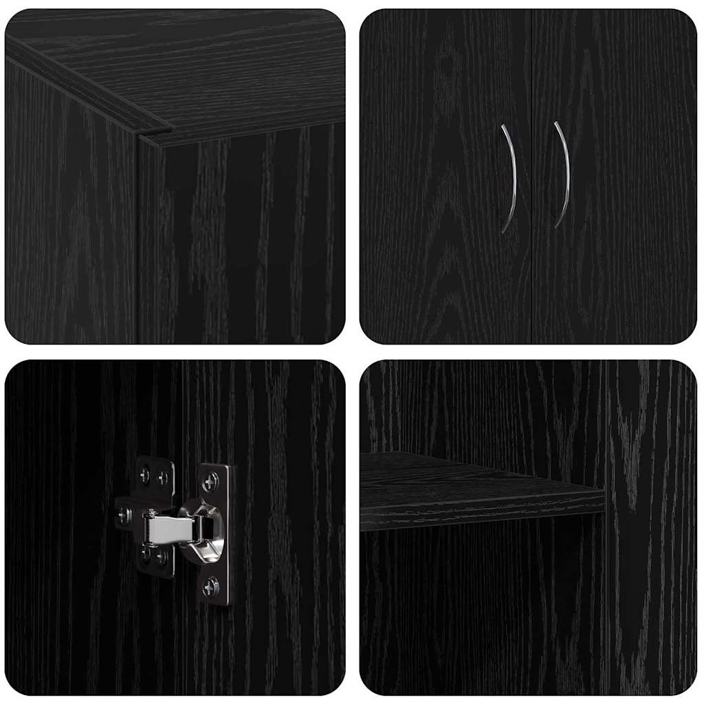 Office Cabinet Black Oak 70 x 32 x 77.5 cm Engineered Wood